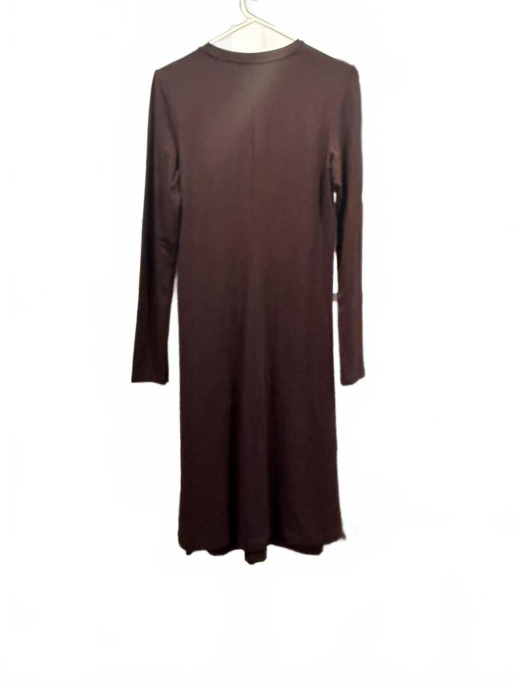 Vince Long Sleeve Ruched Burgandy Midi Dress - Picture 5 of 11